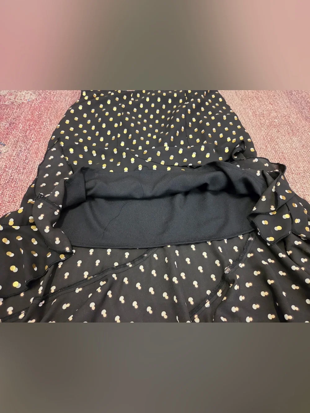 Who what wear gold polka dot midi skirt A line fit and flare size 6